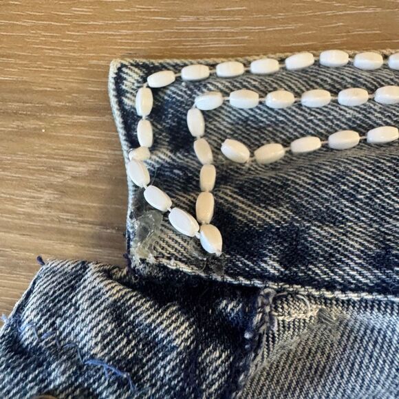 Vintage Angiolo Bellini L Embellished Jean Jacket Retro 80's Disco Beaded Lace - Picture 7 of 8